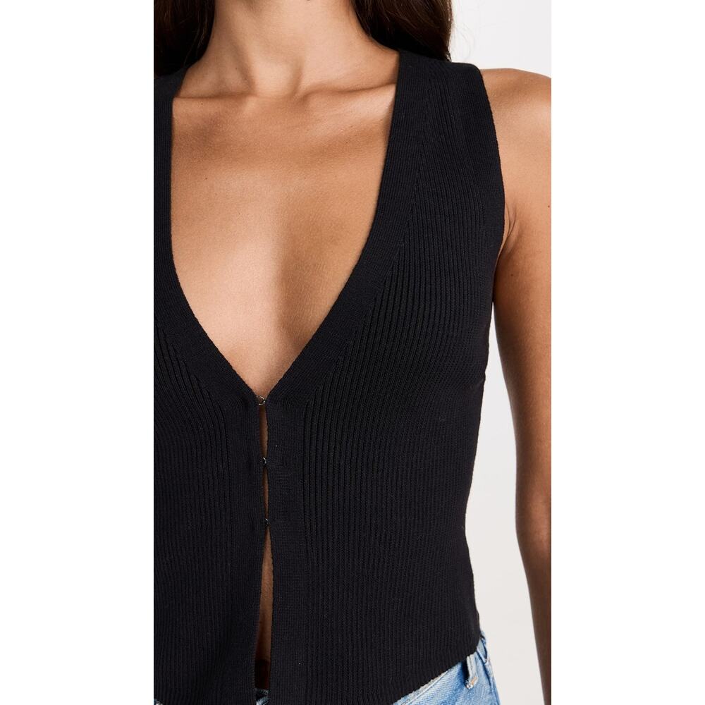 Reformation Myrtle Cotton Sweater Vest Black - Picture 4 of 13